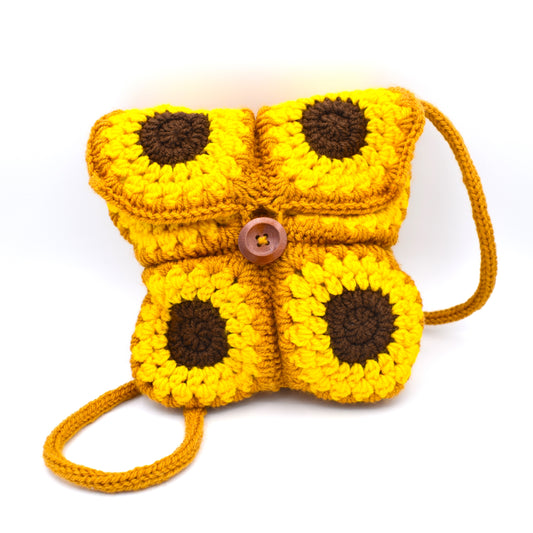 Burnt Orange Crochet Sunflower Bag