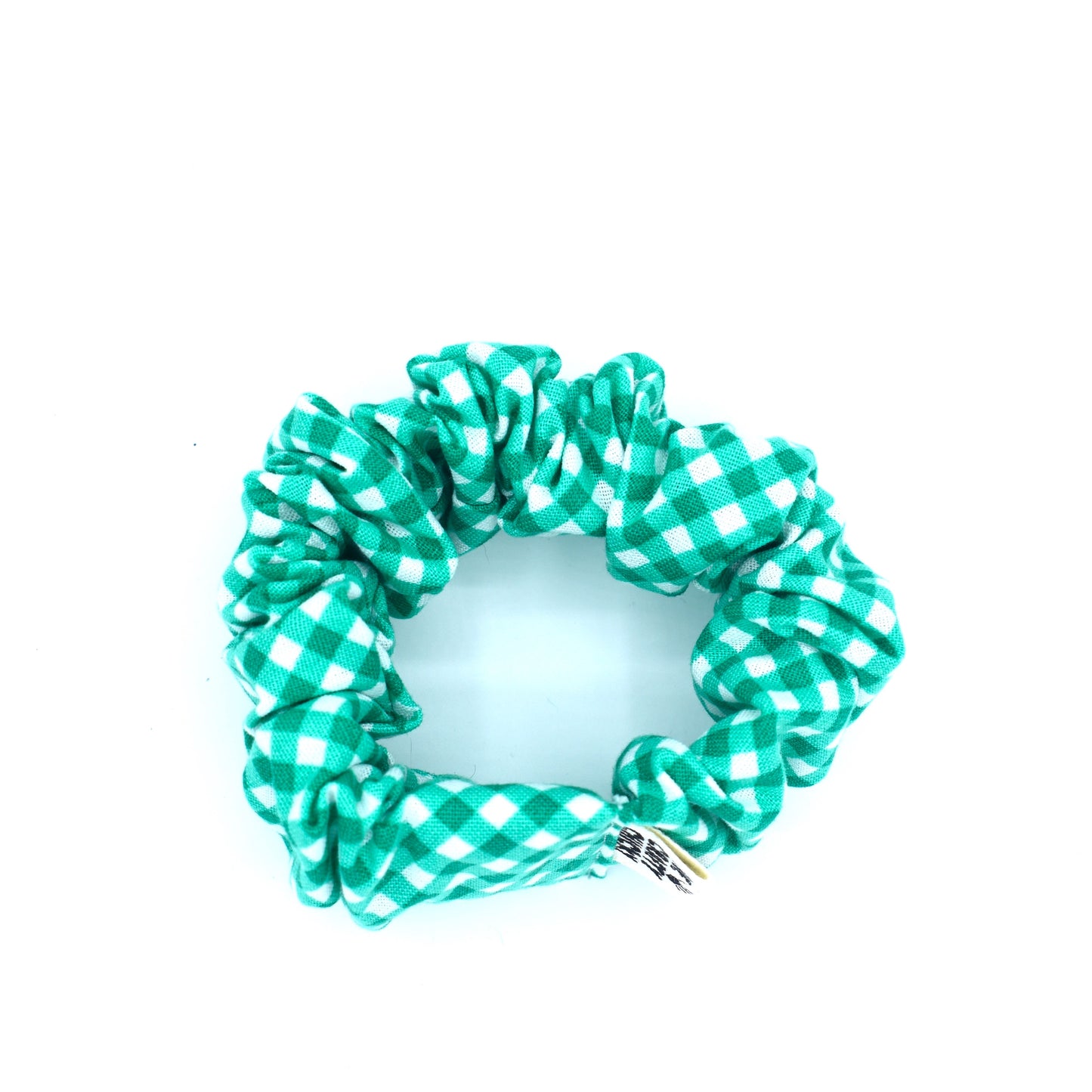 Green Checkered Scrunchie with The Crafty Chicky tag
