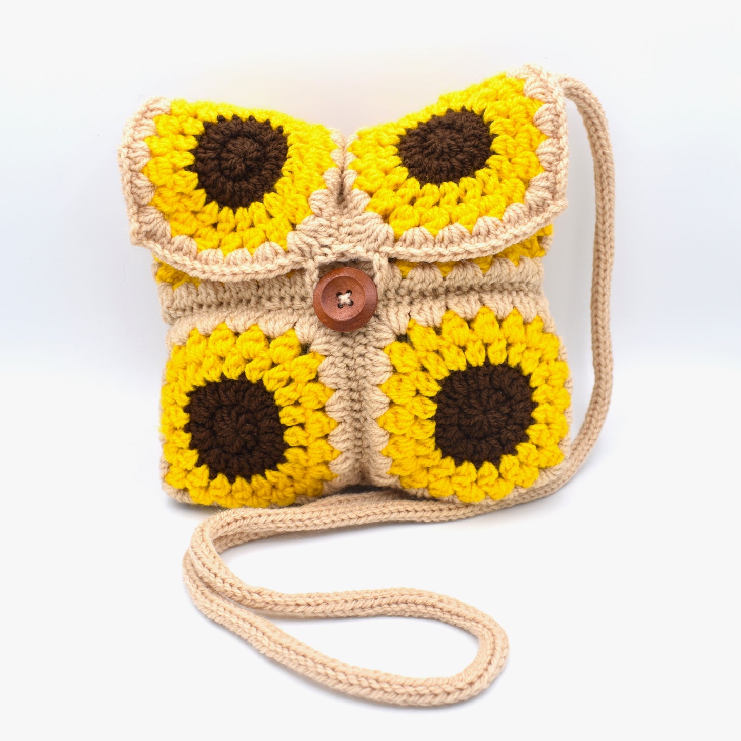Natural Crochet Sunflower Bag