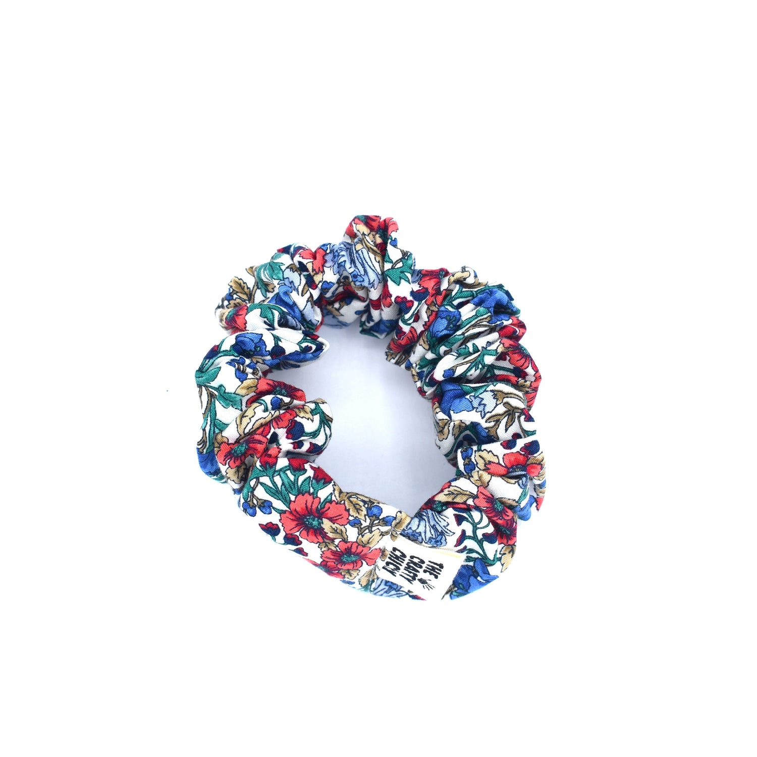 Red & Blue Flower Scrunchie with The Crafty Chicky tag