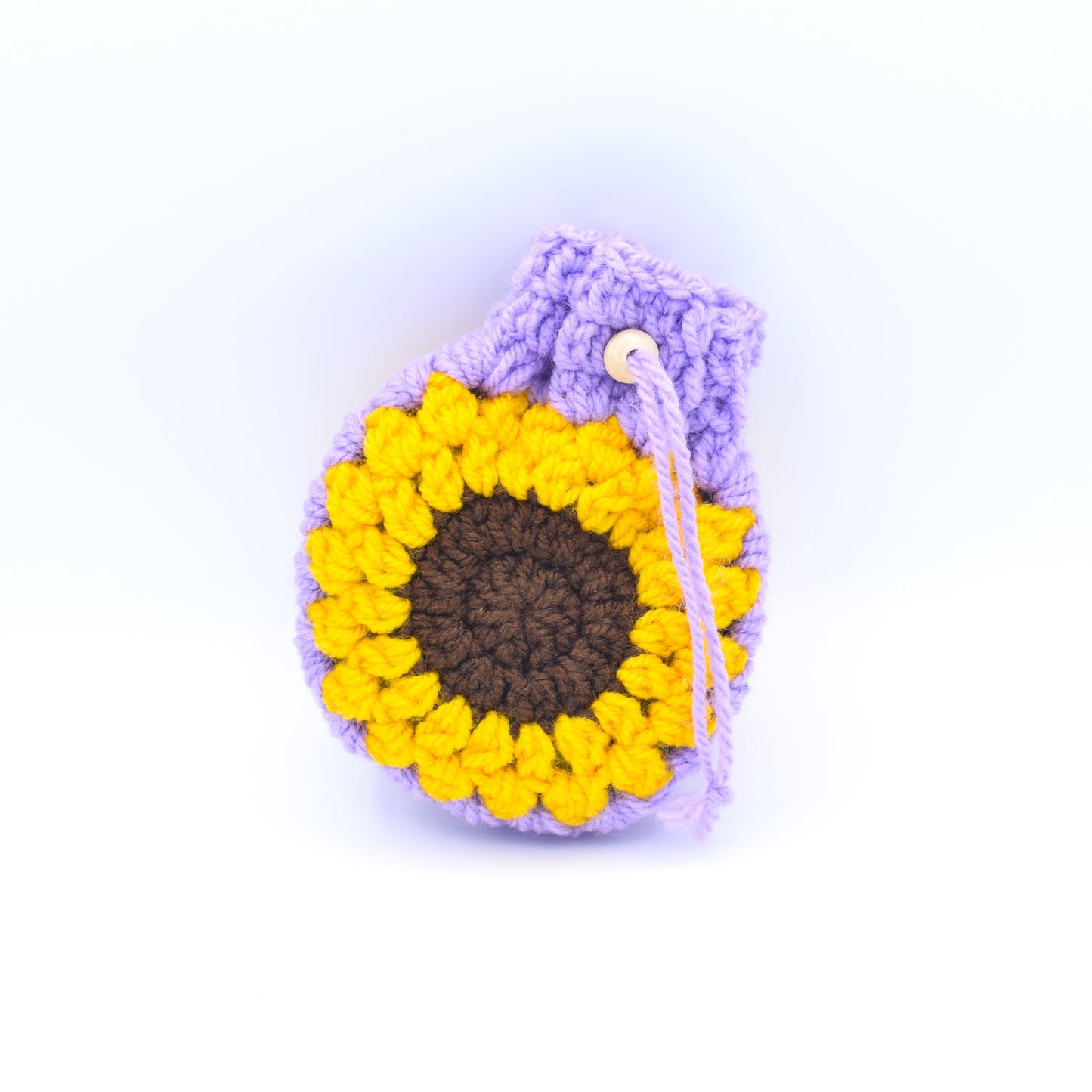 Purple crochet mini sunflower bag
