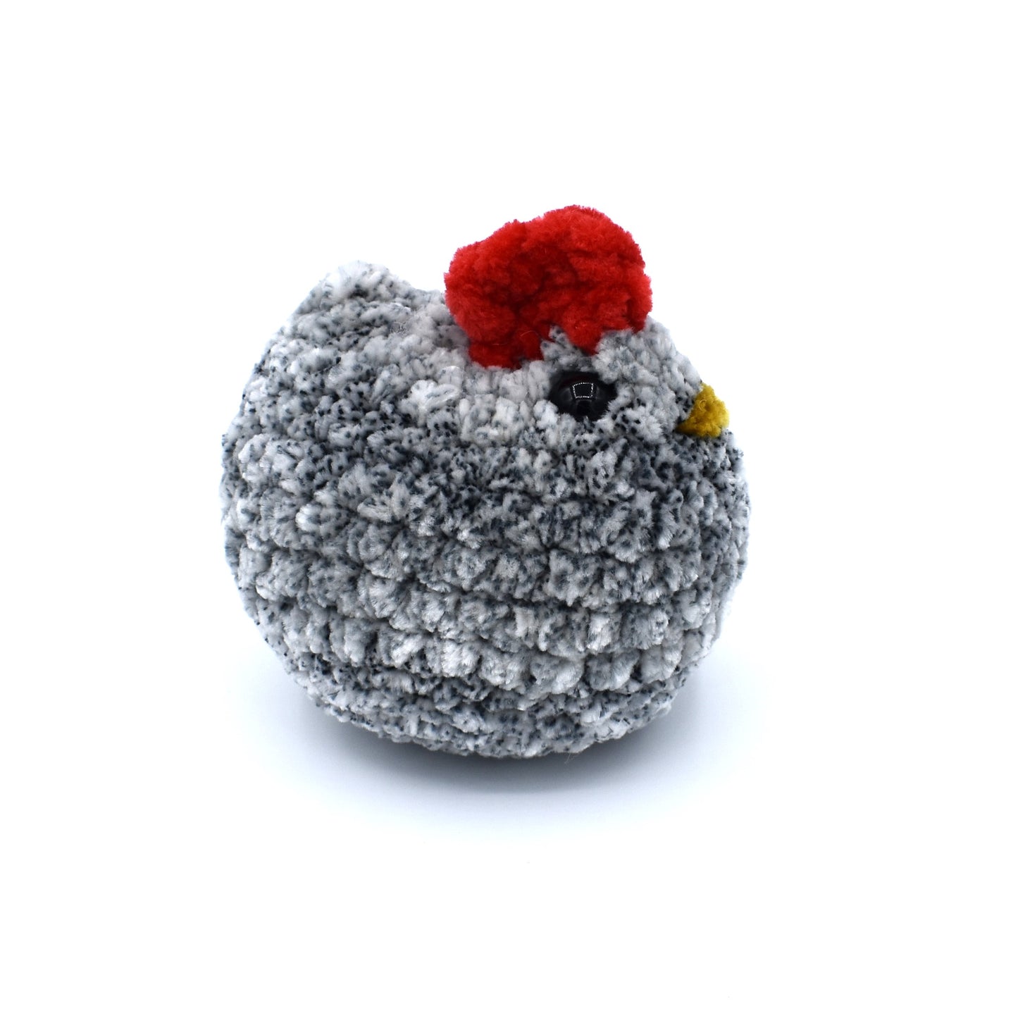 Mini black & white crochet chicken