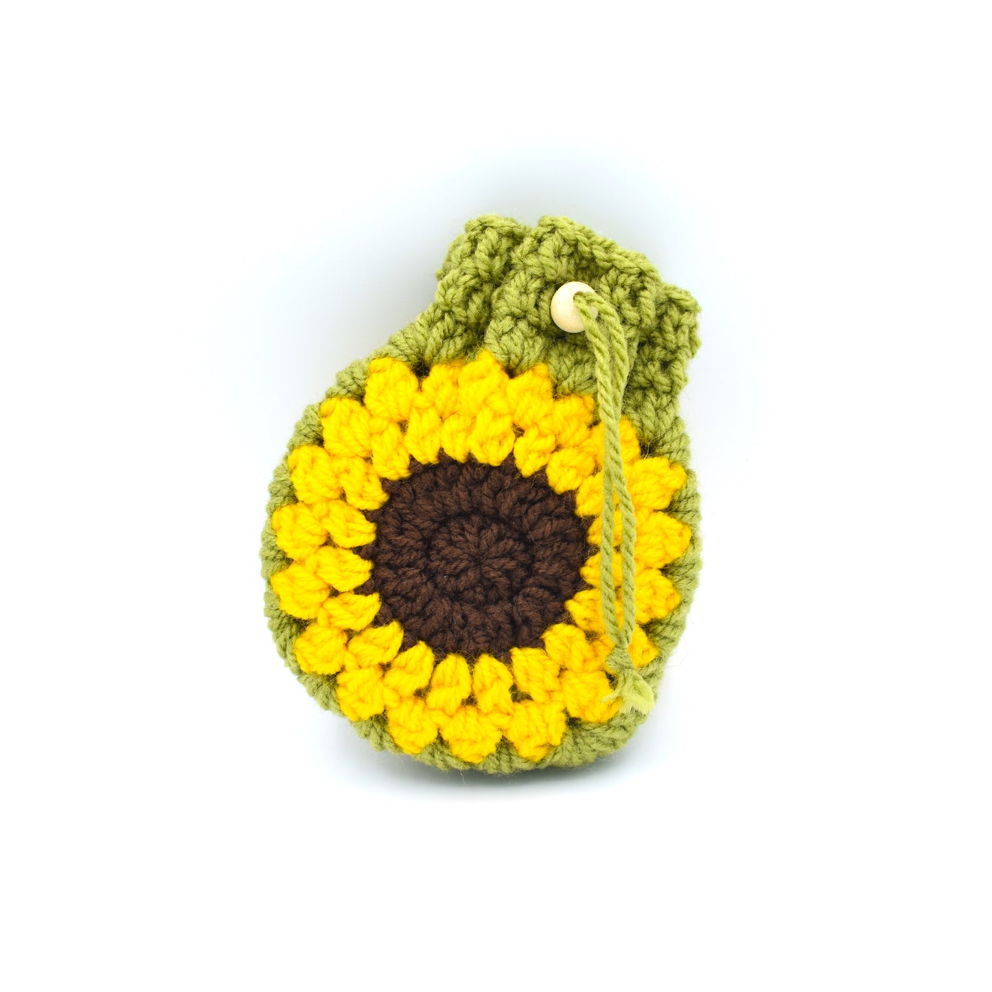 Olive green crochet mini sunflower bag