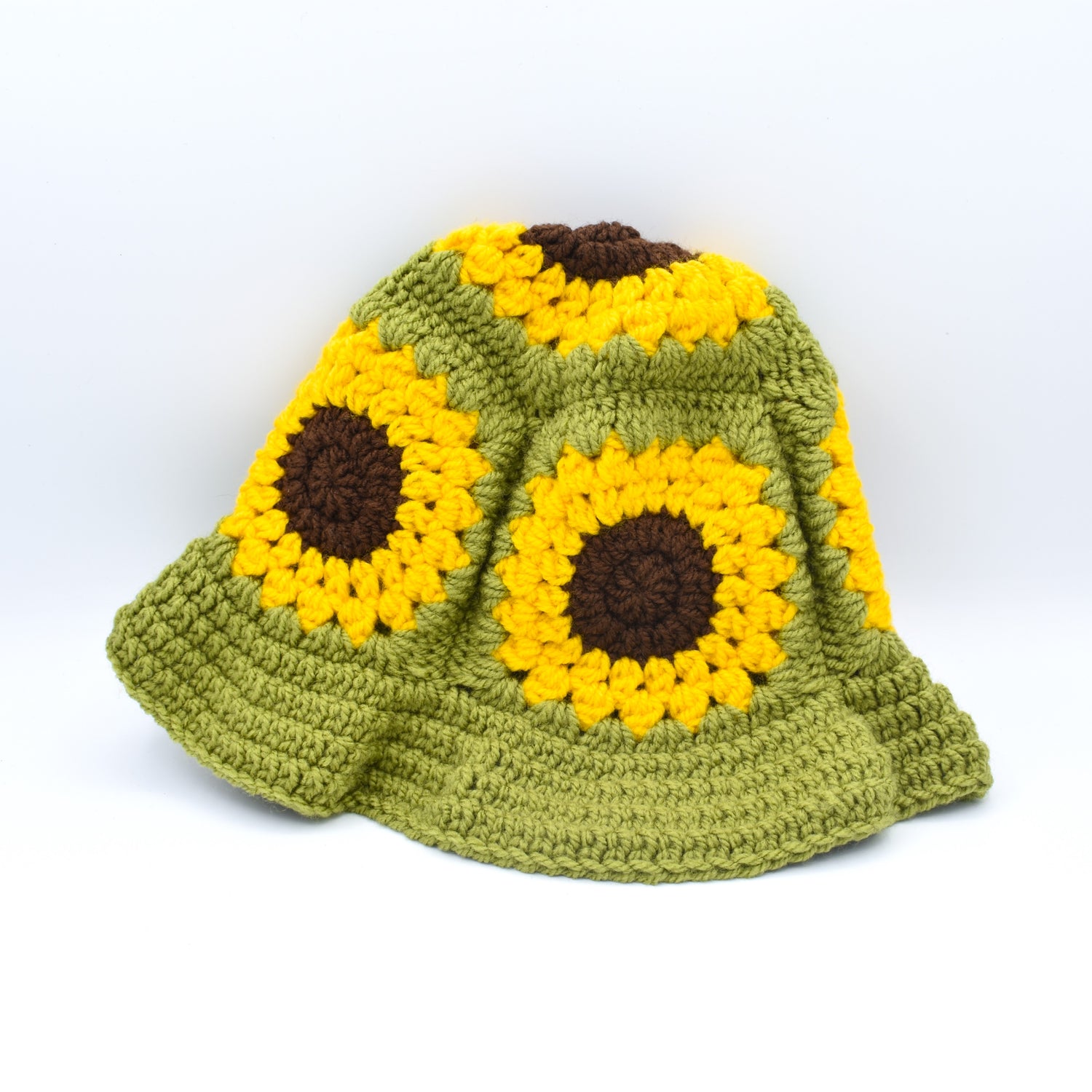 Olive Green Crochet Sunflower hat
