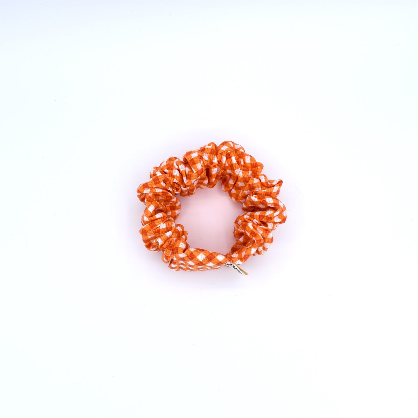 Orange Checked Scrunchie with The Crafty Chicky tag