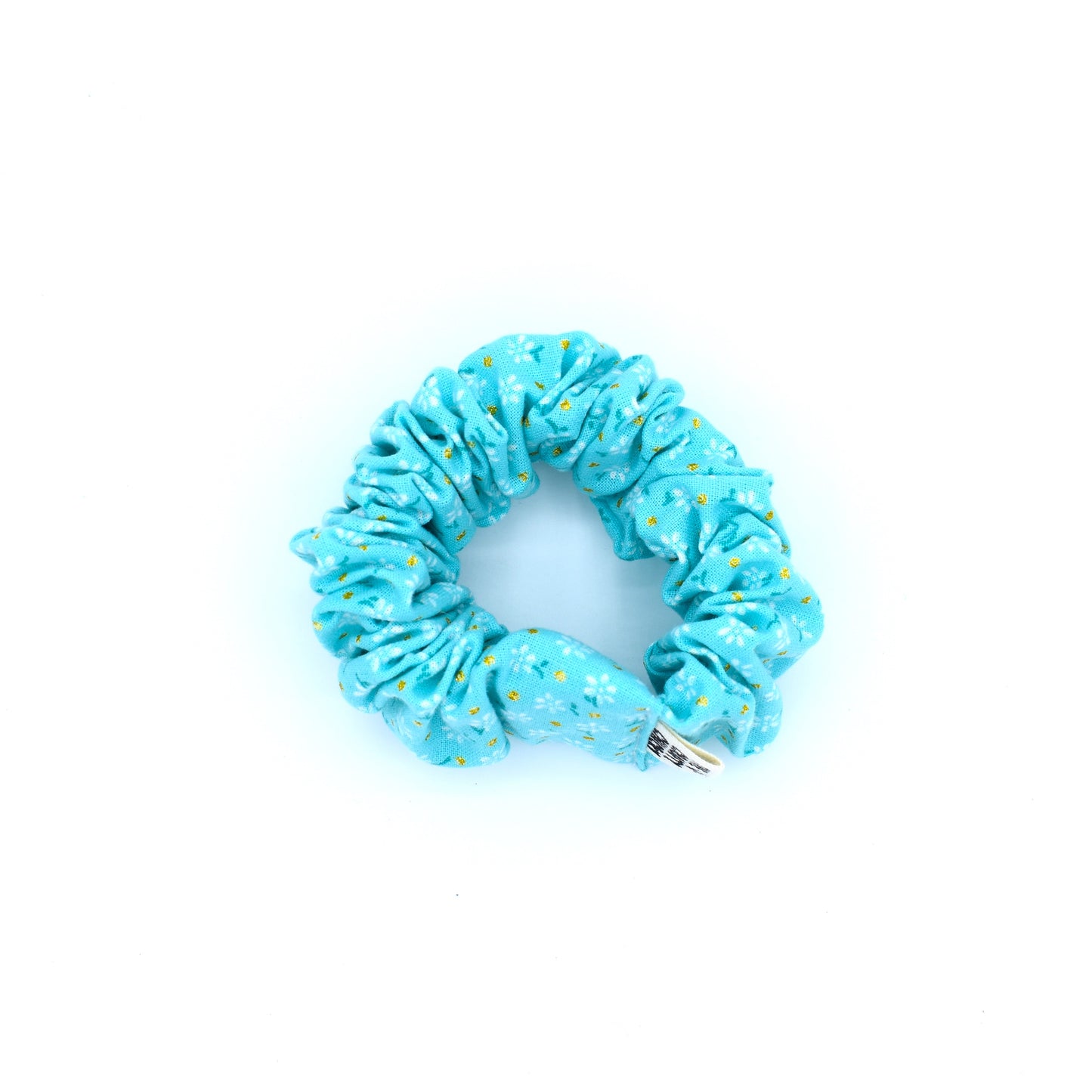 Light Blue Glitter Flower Scrunchie with The Crafty Chicky tag