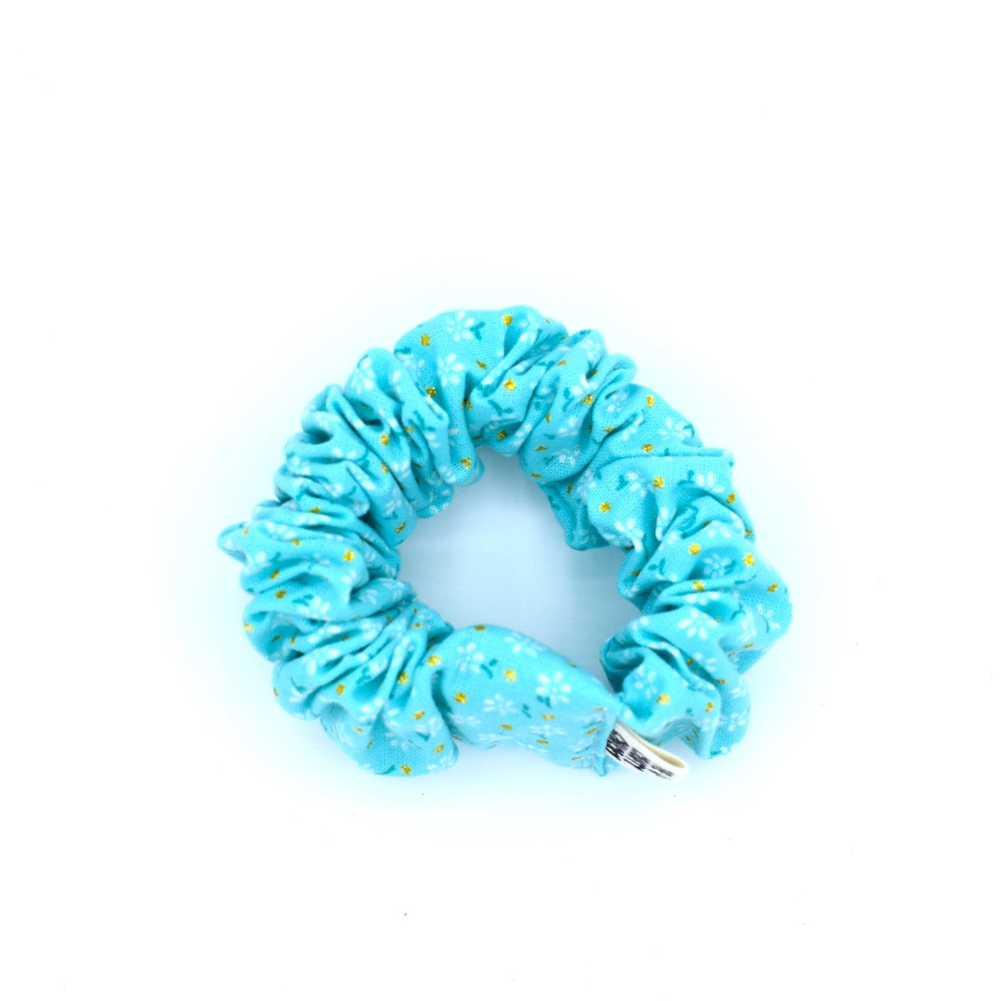 Light Blue Glitter Flower Scrunchie with The Crafty Chicky tag