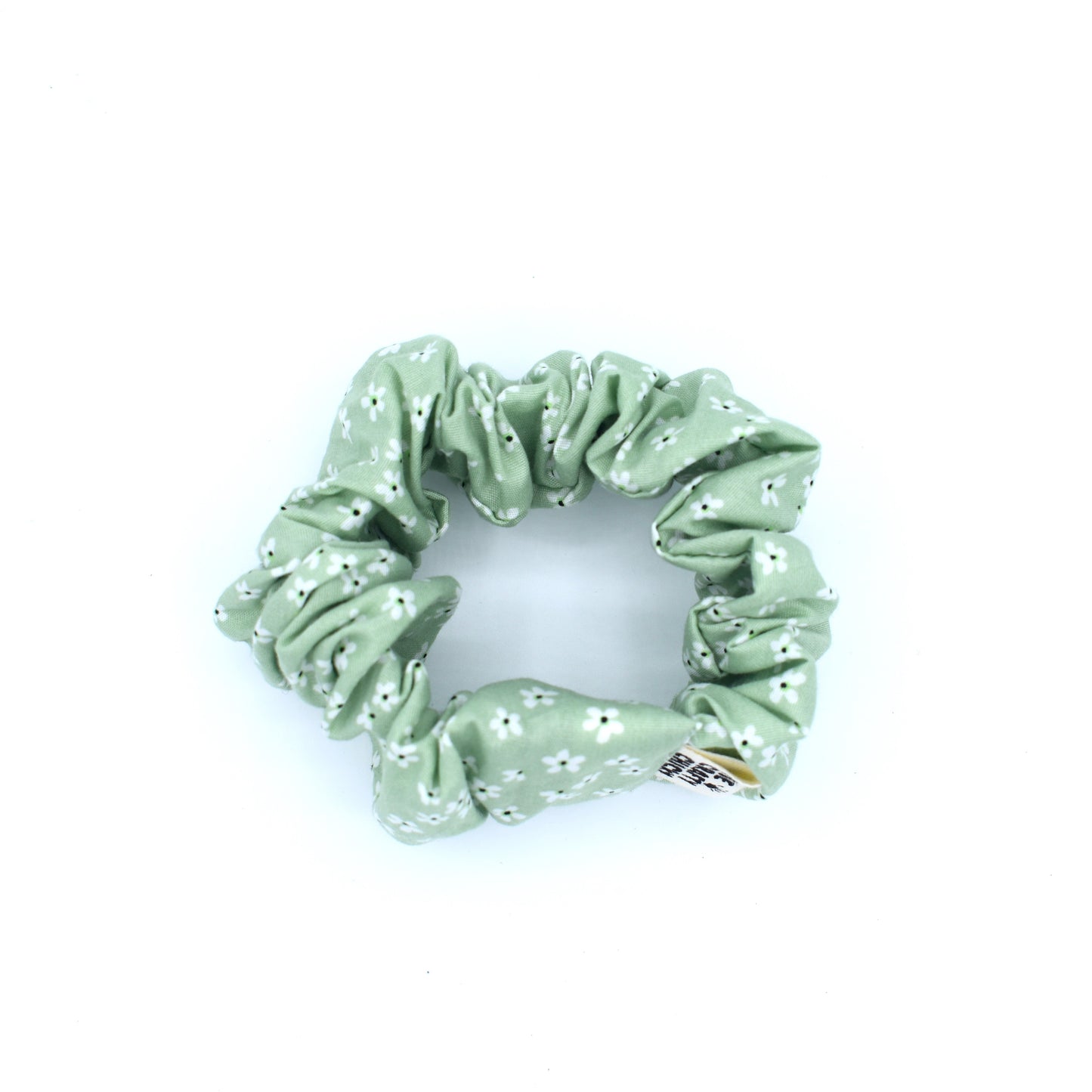 Green Floral Scrunchie with The Crafty Chicky tag