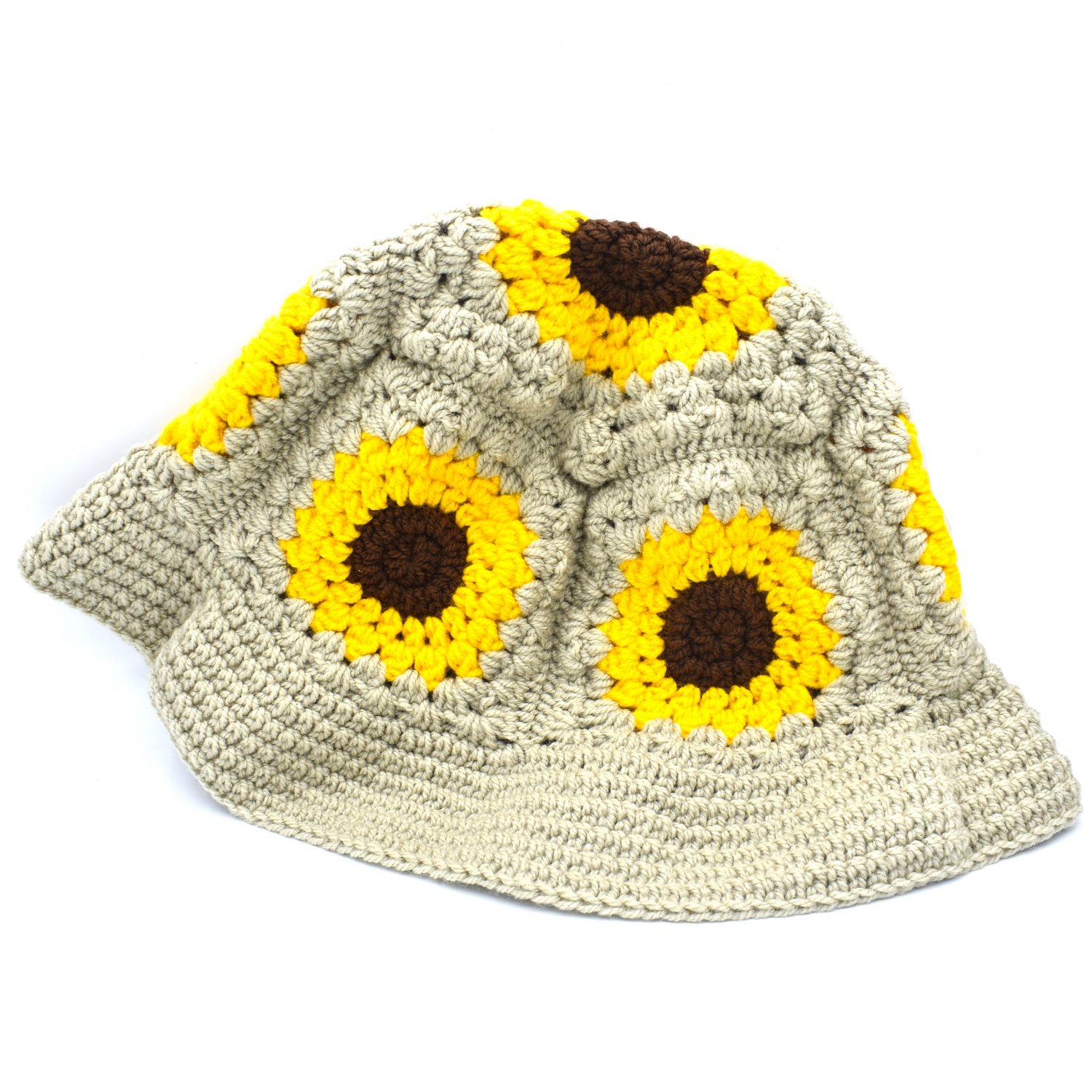 Light Grey Crochet Sunflower hat