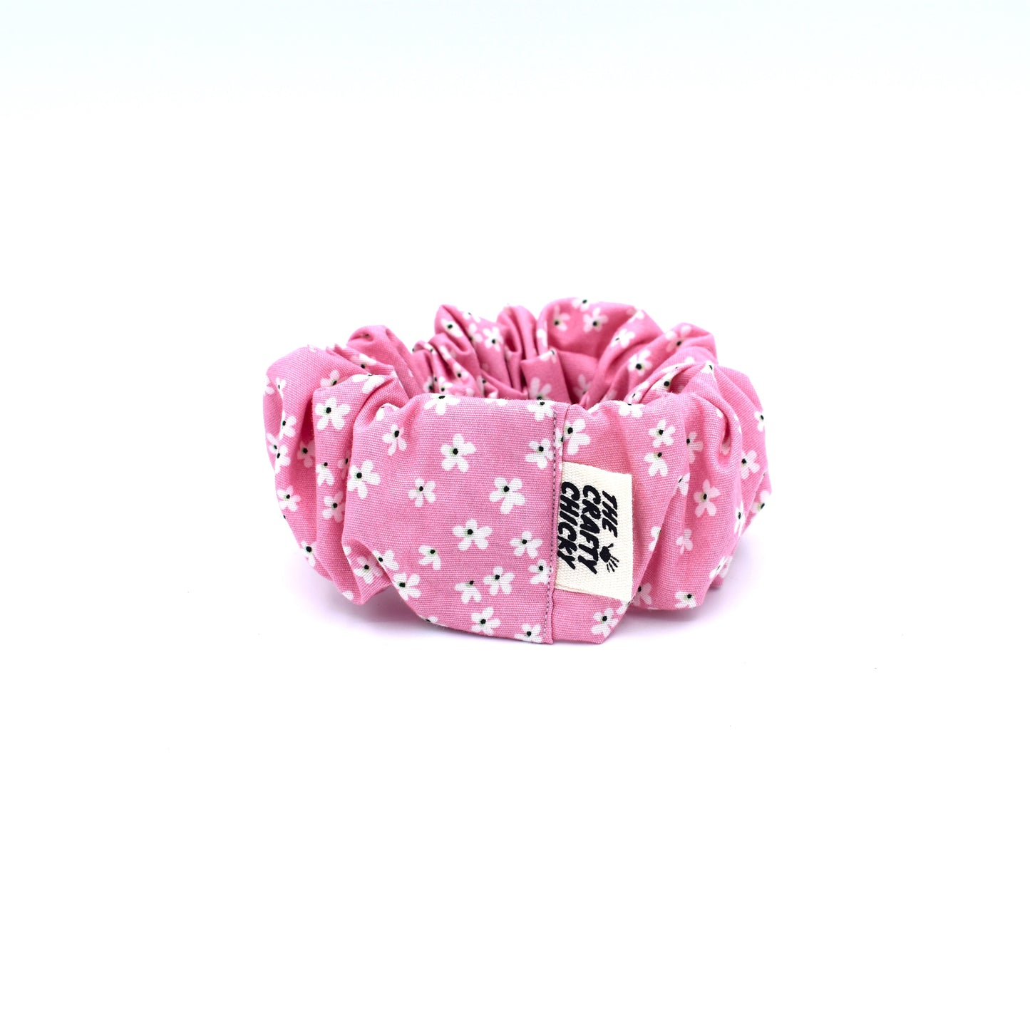 Pink Floral Scrunchie with The Crafty Chicky tag