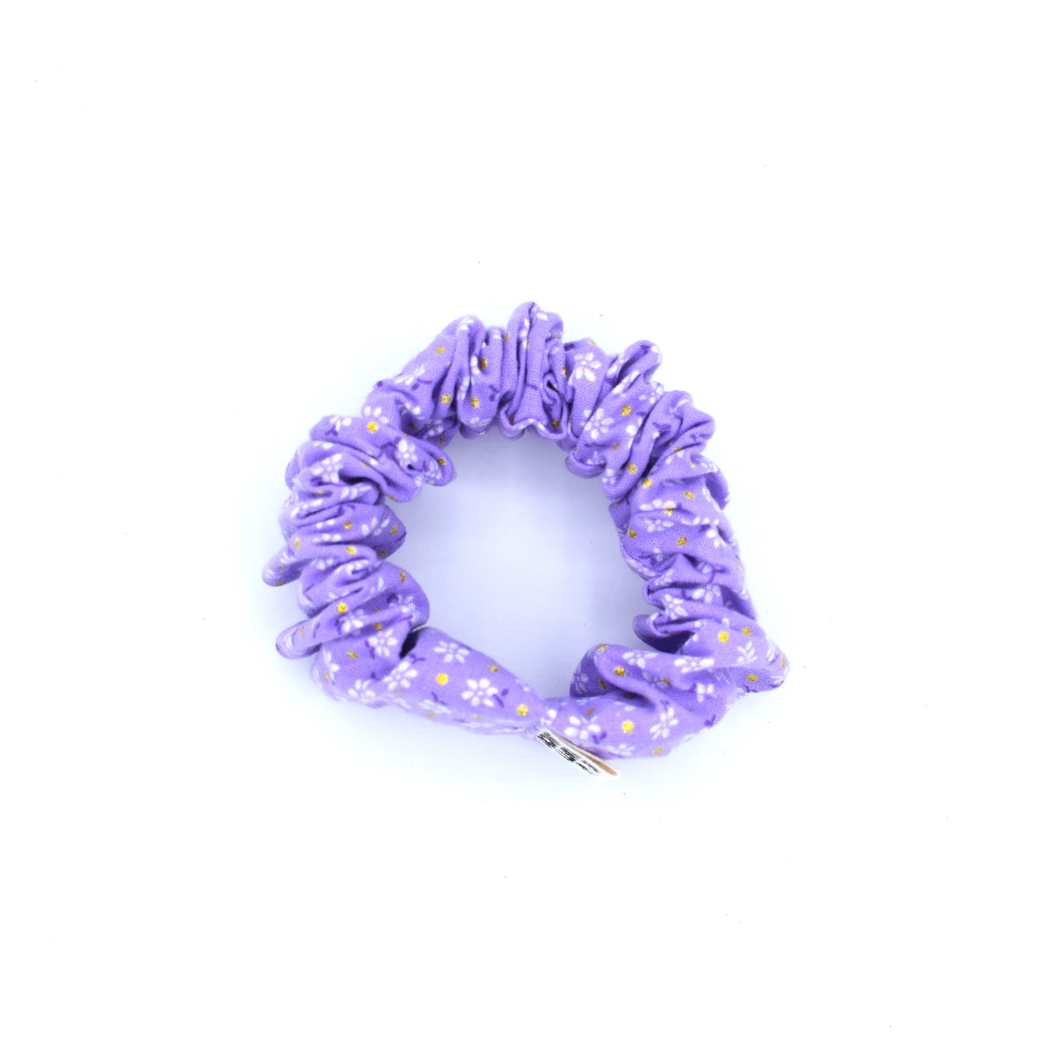 Purple Glitter Flower Scrunchie with The Crafty Chicky tag