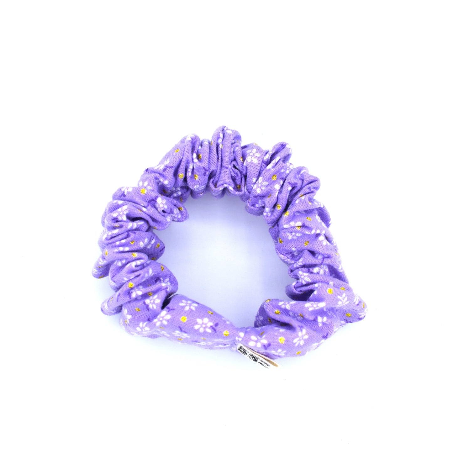 Purple Glitter Flower Scrunchie with The Crafty Chicky tag