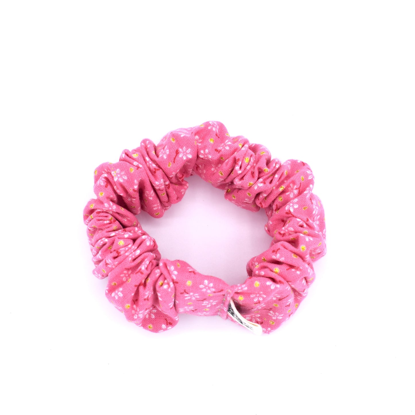 Pink Glitter Flower Scrunchie with The Crafty Chicky tag