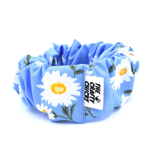 Blue Daisy Scrunchie with The Crafty Chicky tag
