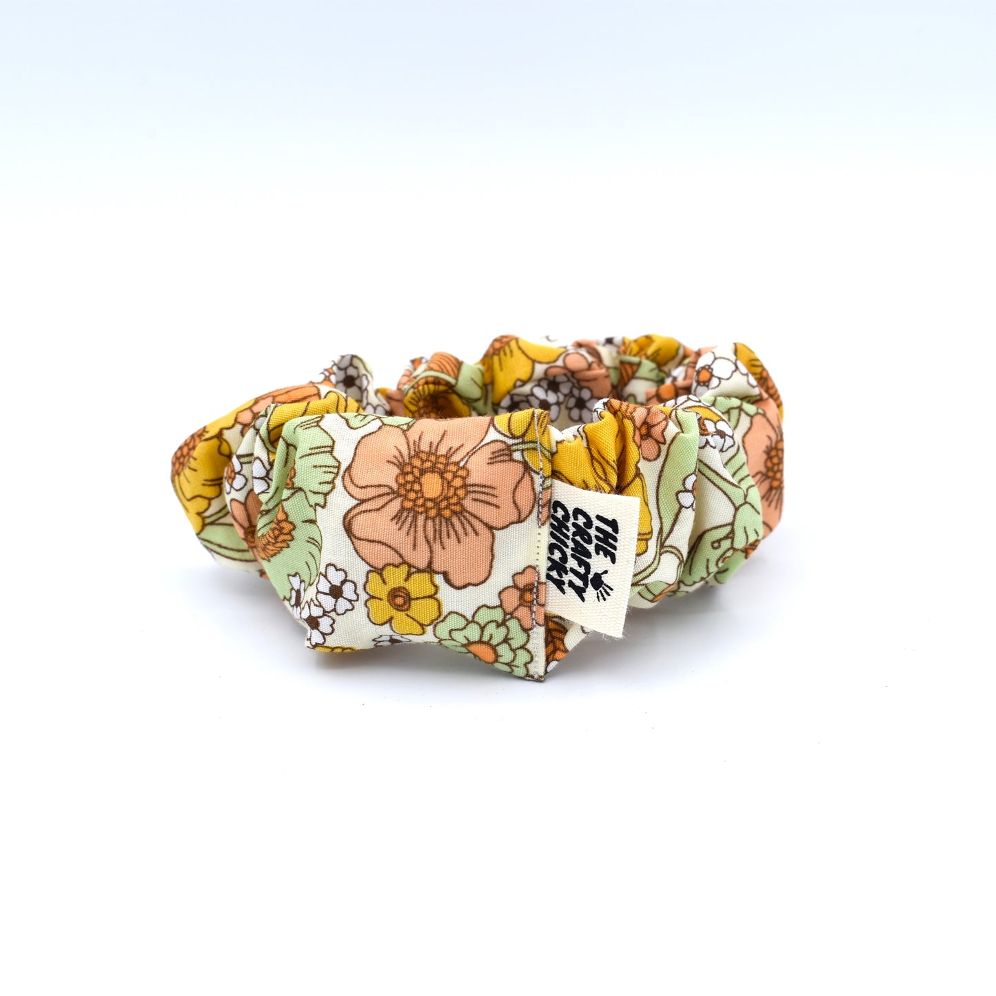 Yellow Flower Scrunchie with The Crafty Chicky tag
