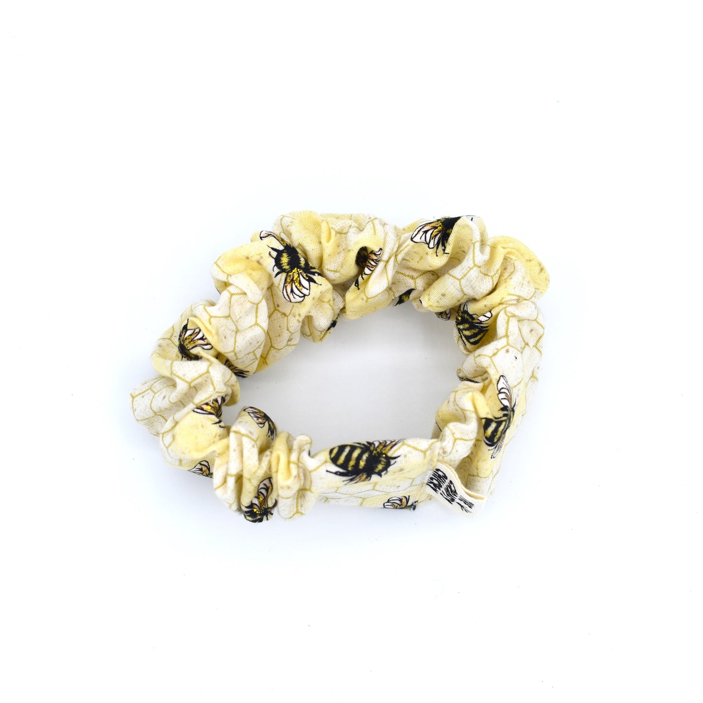 Gold Glitter Bee Scrunchie with The Crafty Chicky tag