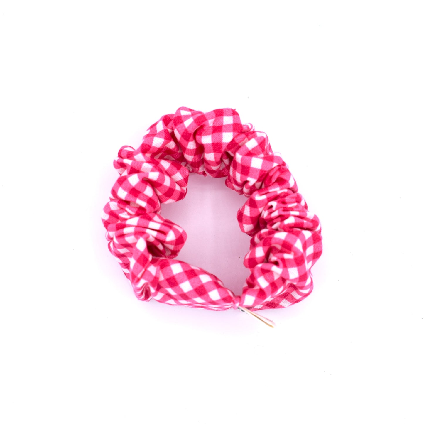 Pink Checkered Scrunchie with The Crafty Chicky tag