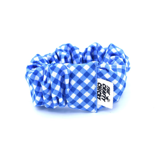 Dark Blue Checker Scrunchie with The Crafty Chicky tag