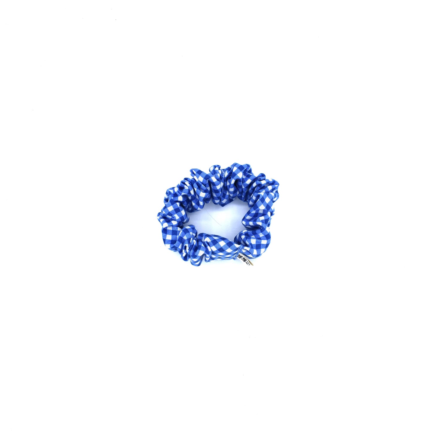 Dark Blue Checker Scrunchie with The Crafty Chicky tag