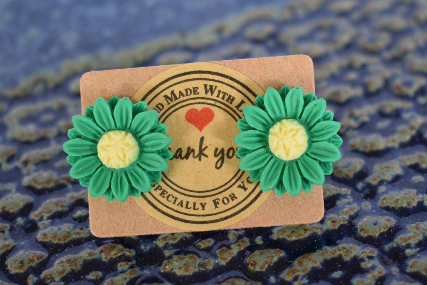 Green Sunflower Stud earrings