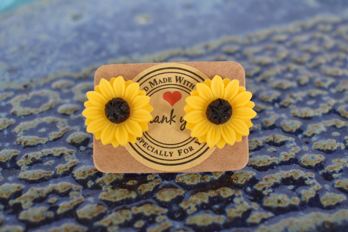 Golden Yellow Sunflower Stud earrings