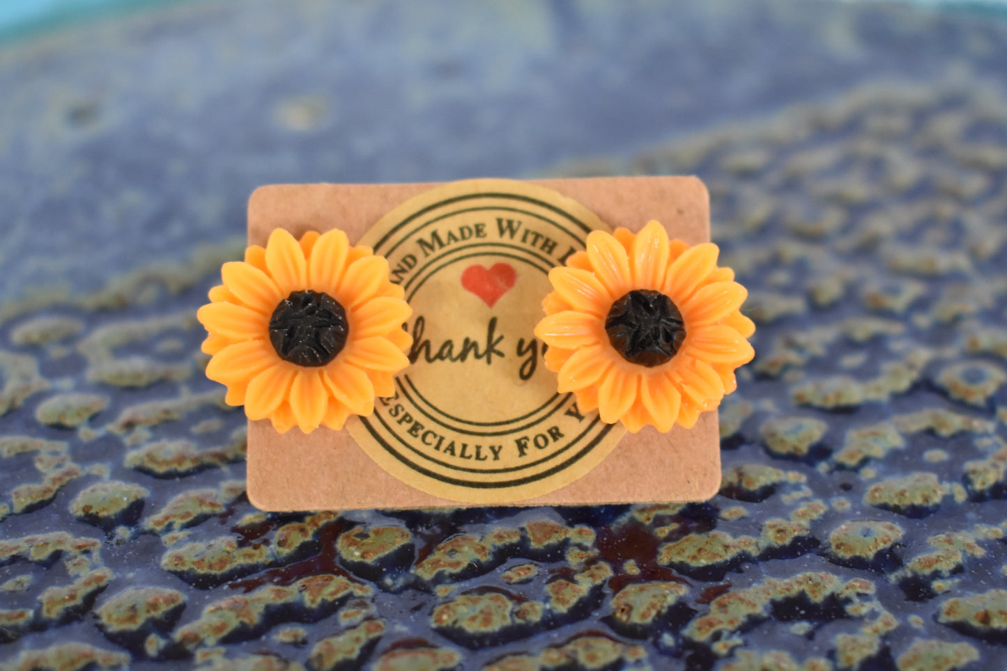 Orange Yellow Sunflower Stud earrings