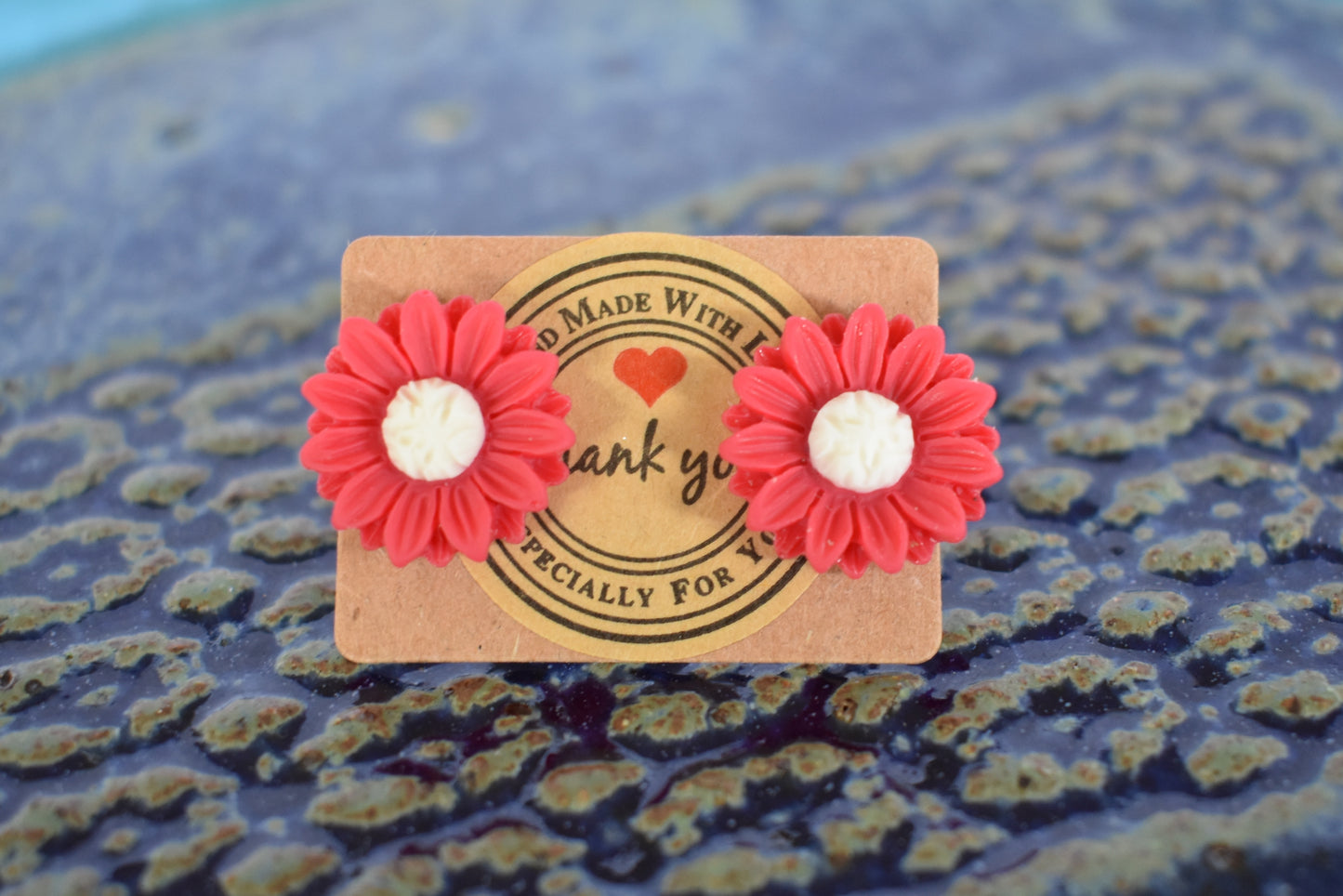 Red Sunflower Stud earrings