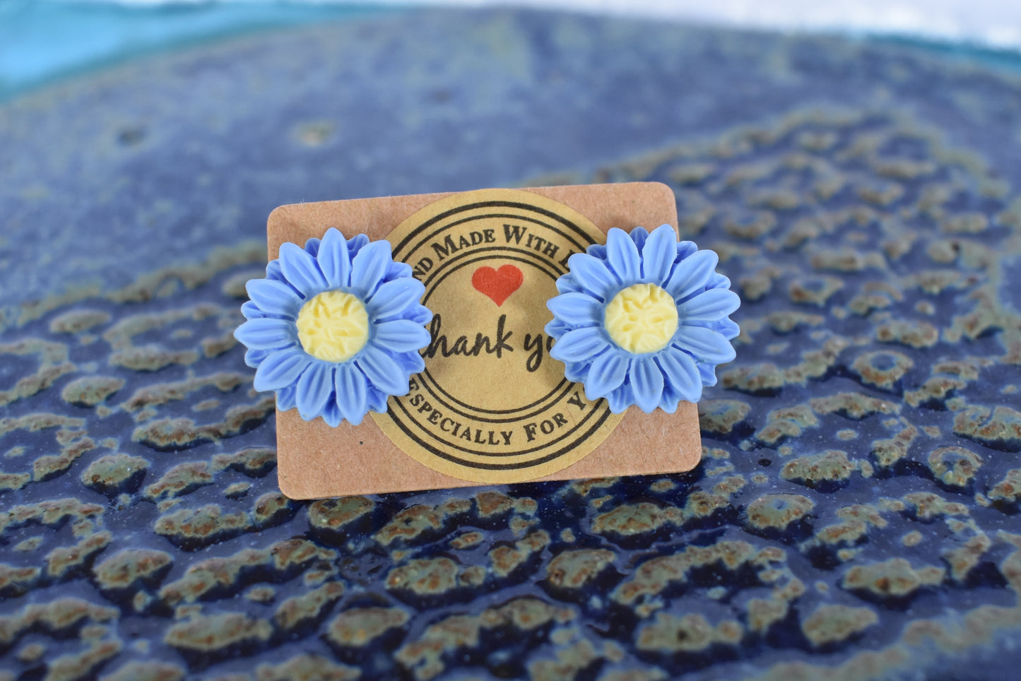 Blue Sunflower Stud earrings