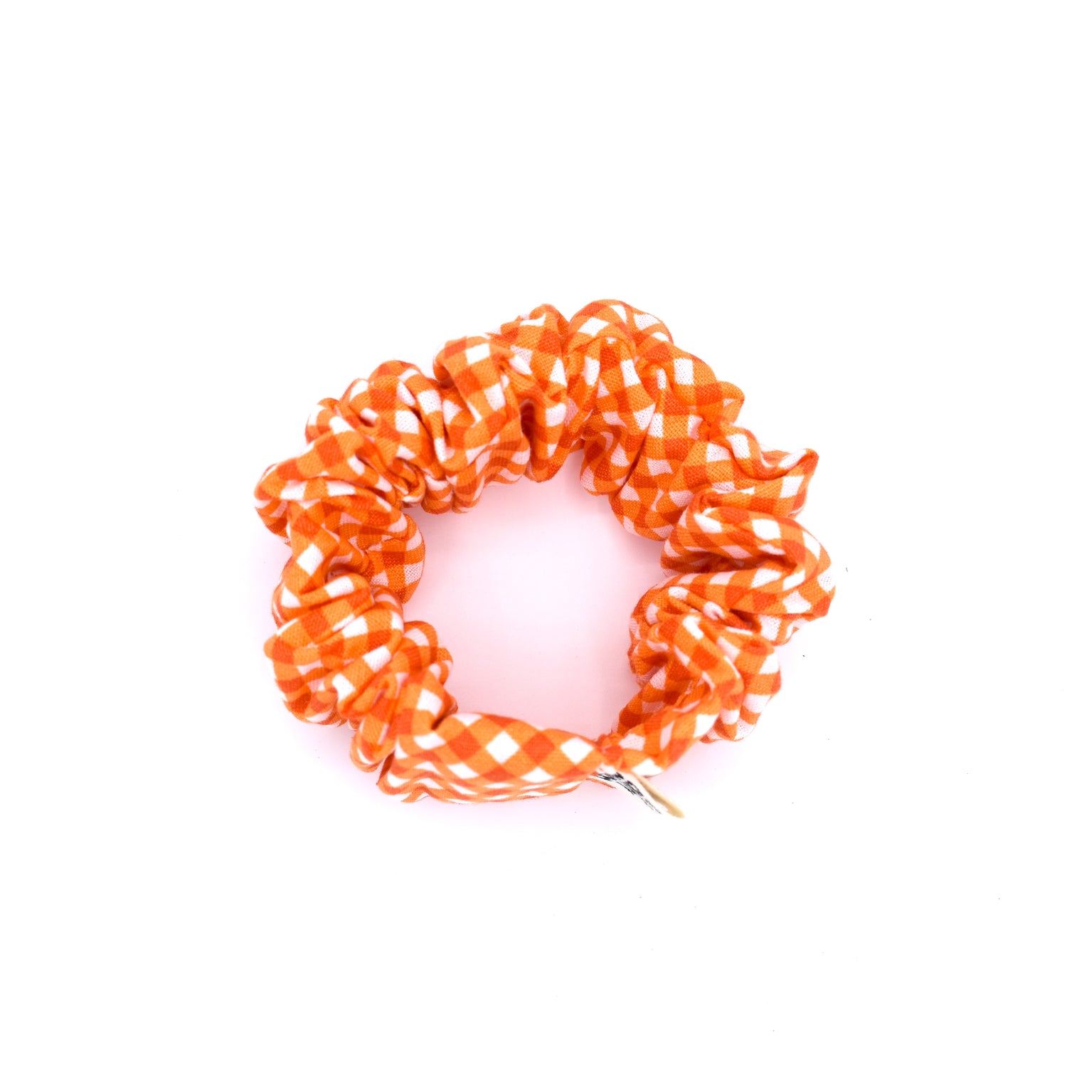 Orange Checked Scrunchie with The Crafty Chicky tag