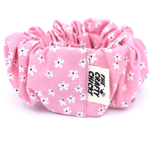 Pink Floral Scrunchie with The Crafty Chicky tag