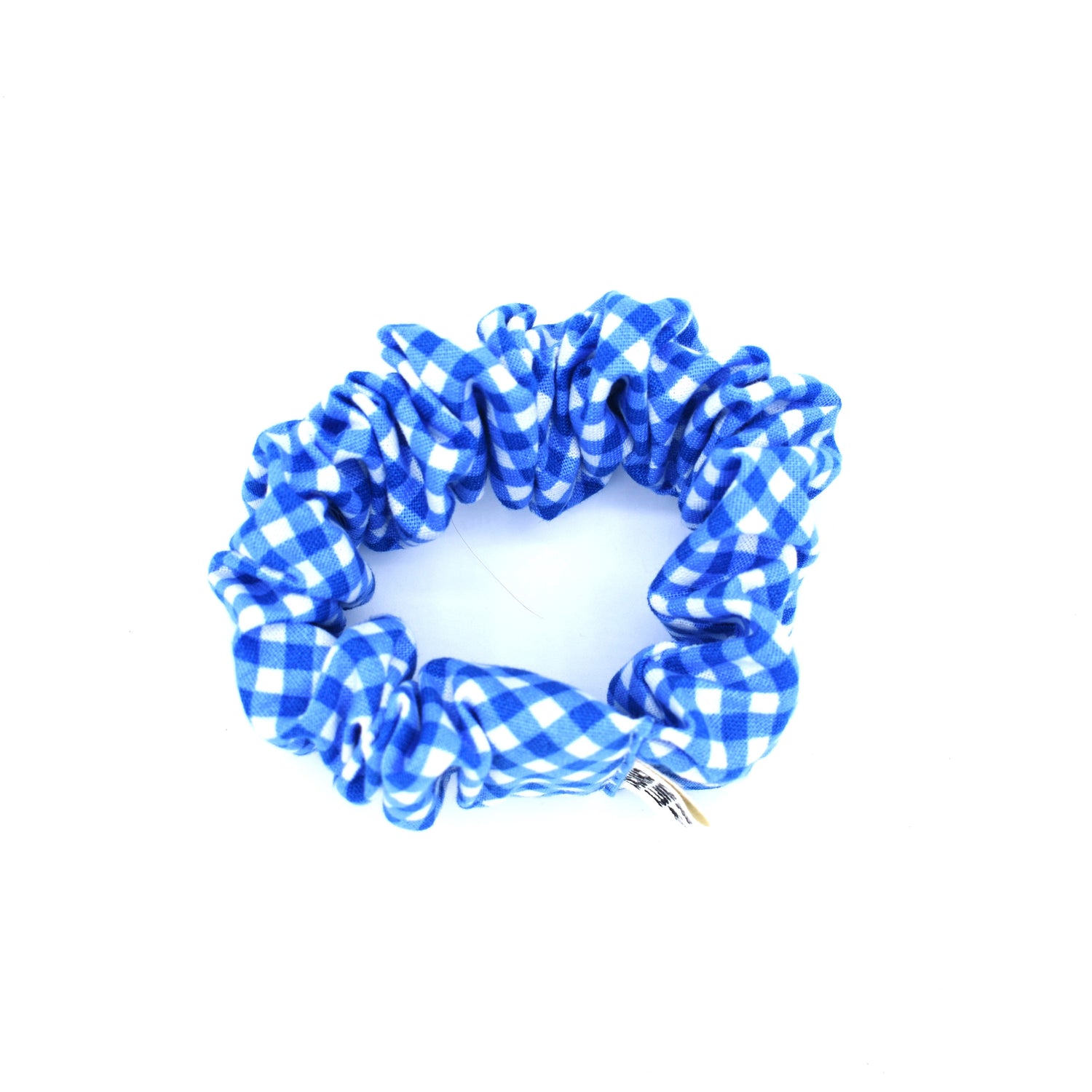 Dark Blue Checker Scrunchie with The Crafty Chicky tag